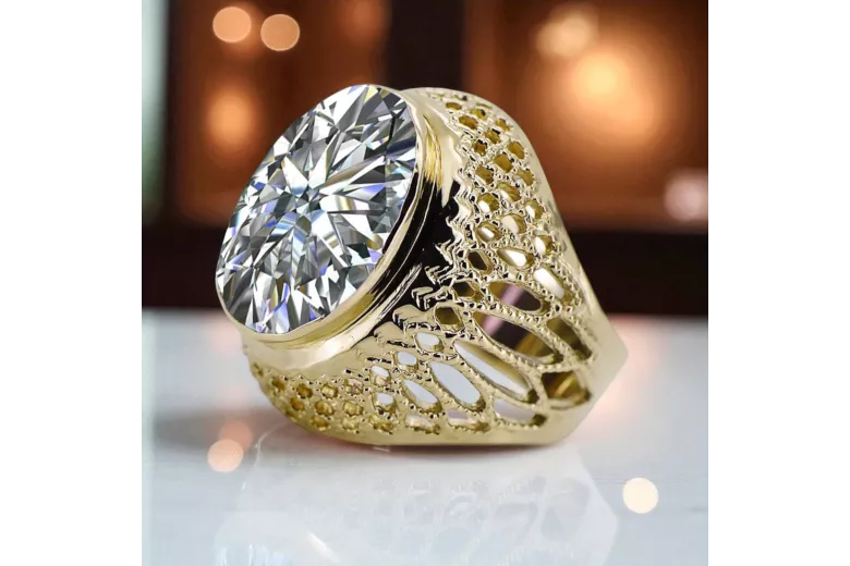 14K жълто злато Циркон Пръстен Винтидж крафт vrc089y